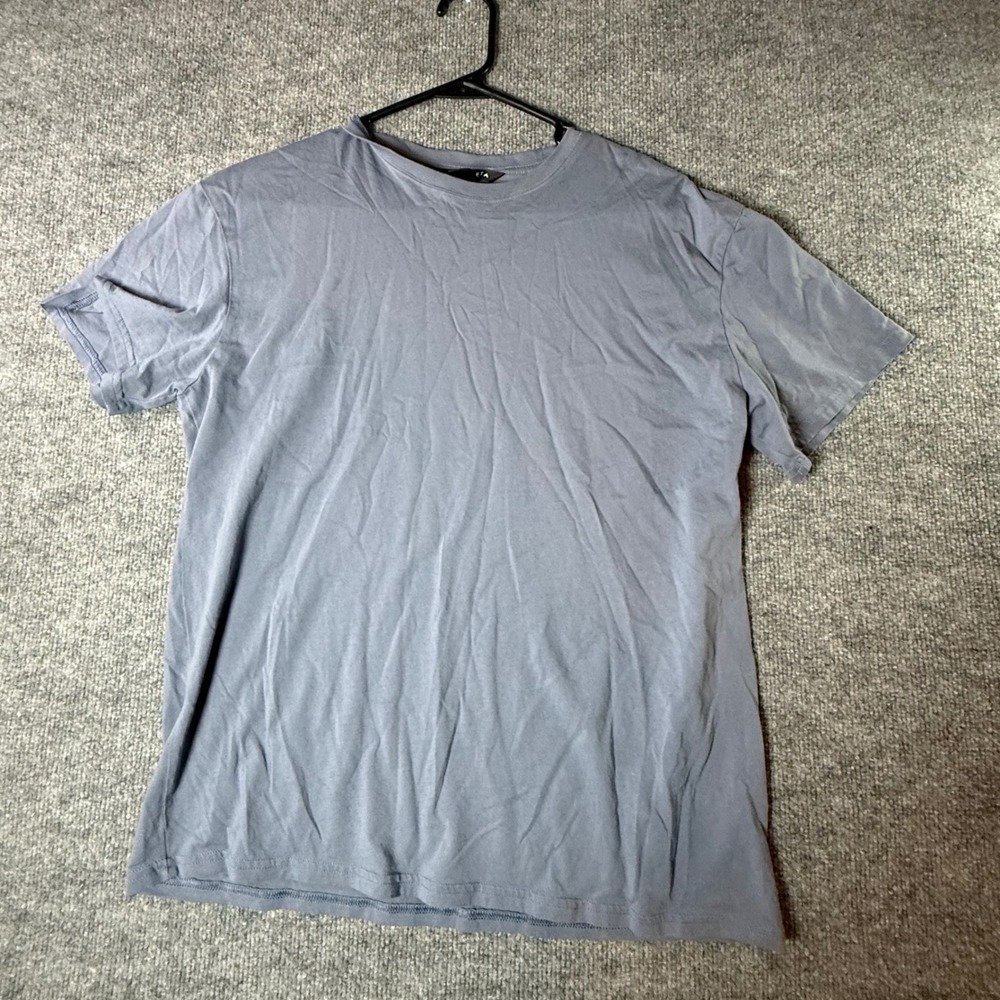 Athleta Mens Blue Gray 100% Cotton Short Sleeve Crew Neck T-Shirt Size M